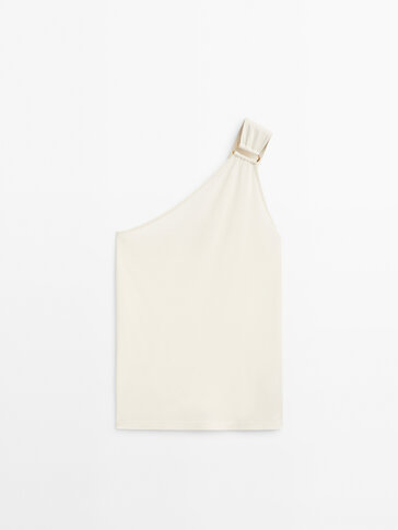 Asymmetric top with golden piece detail