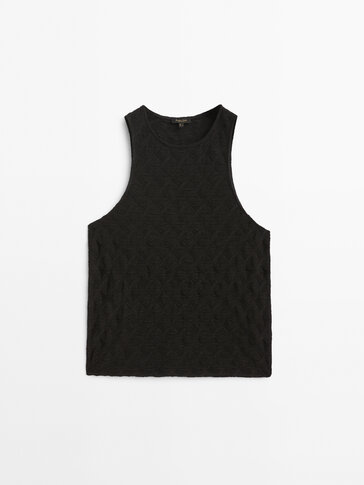 Sleeveless textured top - Massimo Dutti