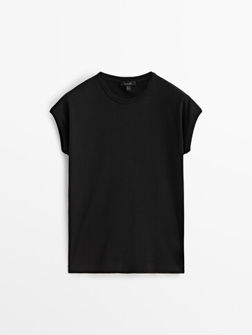 Black t-shirts for women - Massimo Dutti