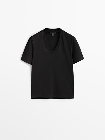 Cotton V-neck T-shirt