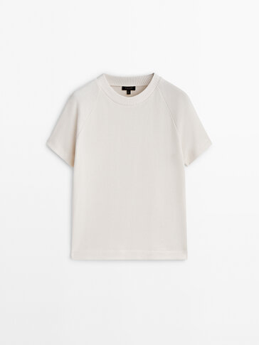 T-shirt de algodão manga curta ranglã