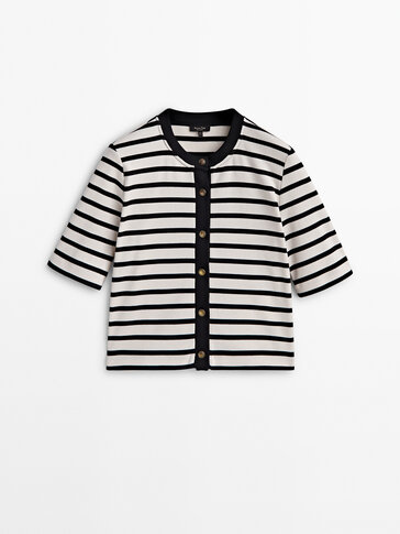 Striped cotton cardigan with buttons
