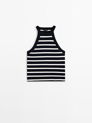 Top crop halter rayas