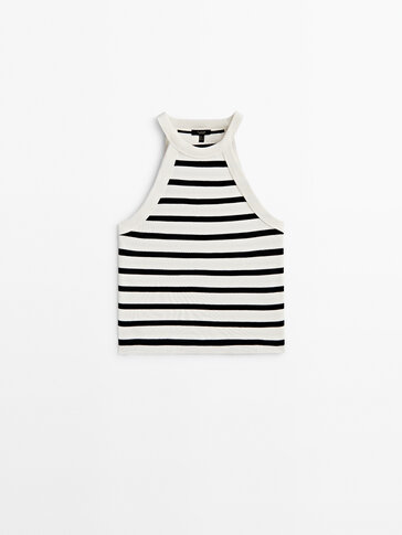 Top crop halter rayas