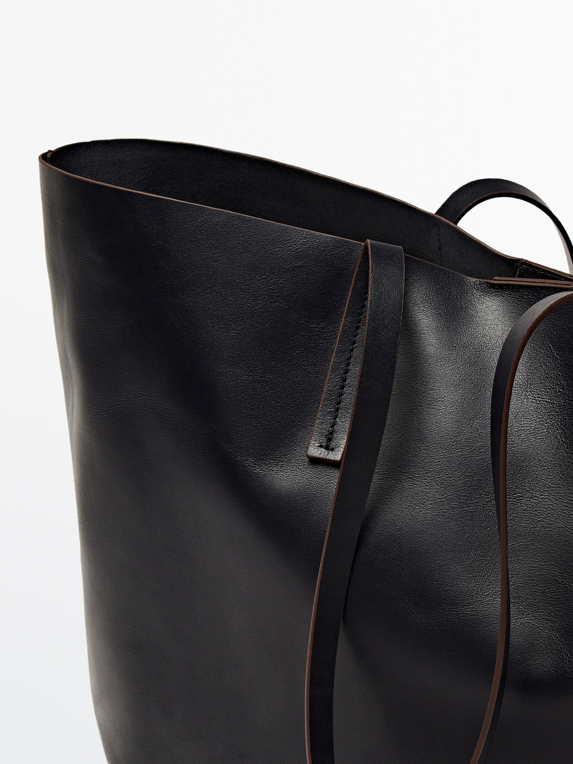 Nappa leather tote bag Massimo Dutti
