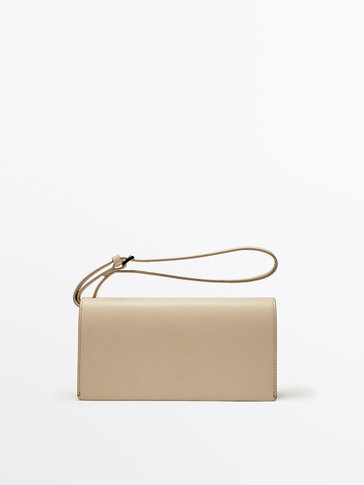Nappa leather clutch bag with handle