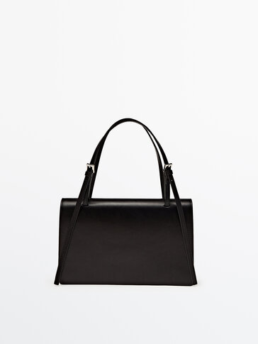 Nappa leather shoulder bag with double handle