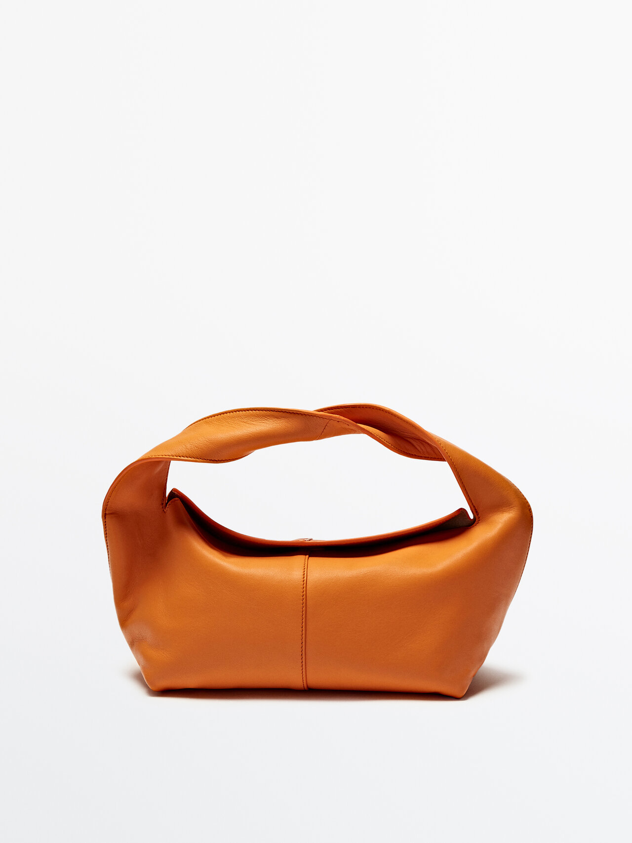 Massimo Dutti Nappa Leather Croissant Bag In Orange | ModeSens