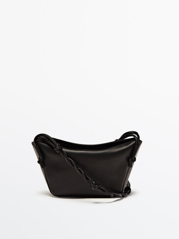 Leather mini crossbody bag with woven strap