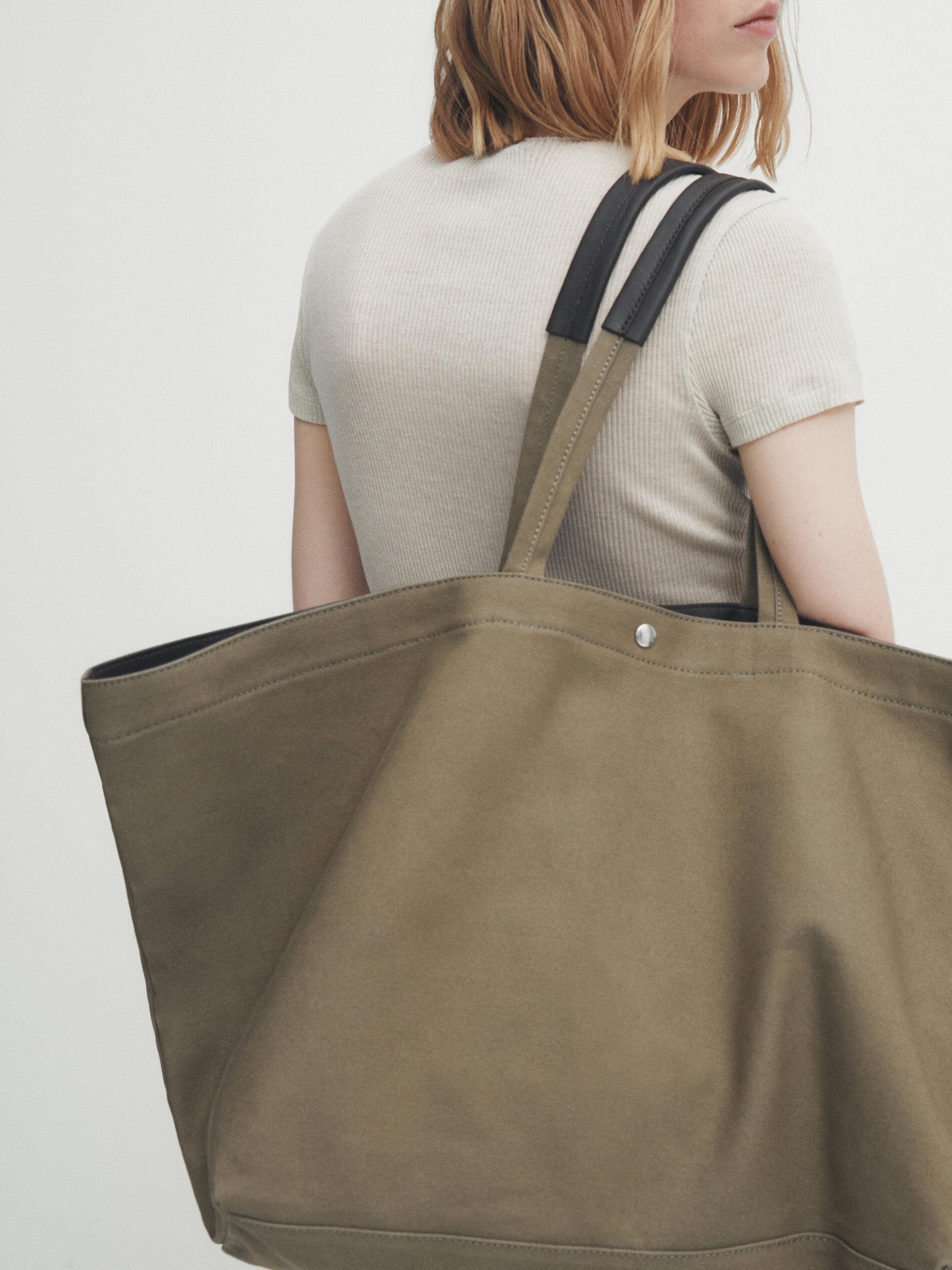 Maxi canvas shopper bag - Massimo Dutti