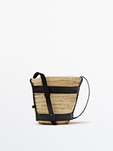 Bolsa mini cesta entrançada + pouch extraível
