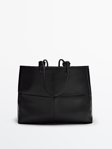 Nappa leather shopper bag with seam details
