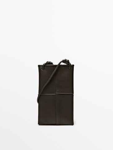 Mini-sac à bandoulière en cuir nappa avec coutures apparentes