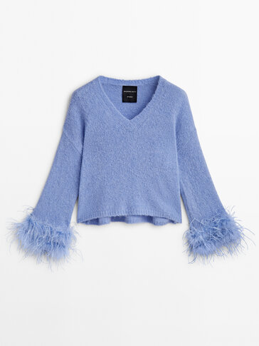 Knit sweater with feather detail - Studio
