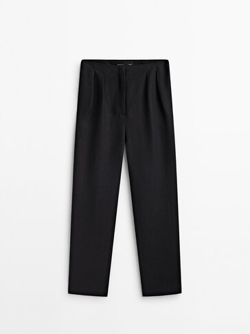 Straight-leg linen suit trousers with darts - Studio