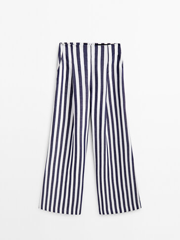 Wide-leg darted striped trousers - Studio