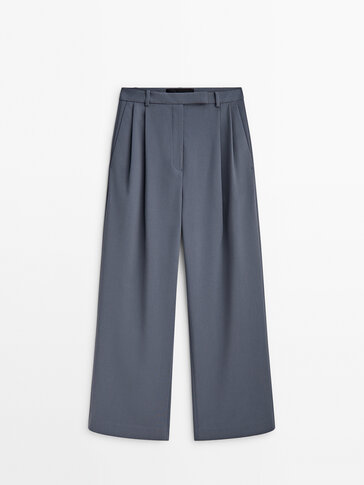 Панталони од костум со детаљ на двојна фалта - Studio