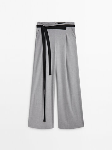 Darted wide-leg trousers with contrast band - Studio