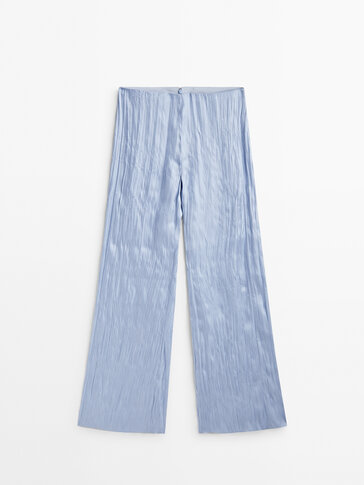 Wide-leg organza trousers with a creased effect - Studio