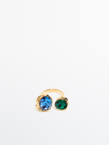 Gold-plated double coloured ring - Studio