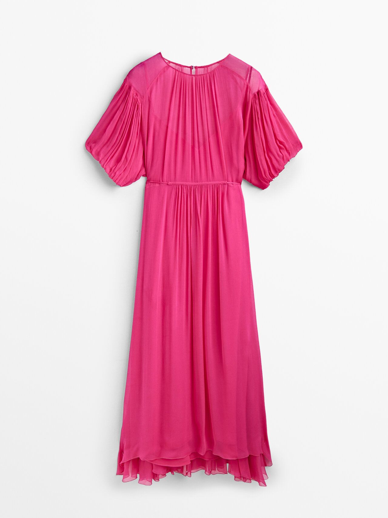 Massimo Dutti Long Airy Dress With Gathered Detail Studio In