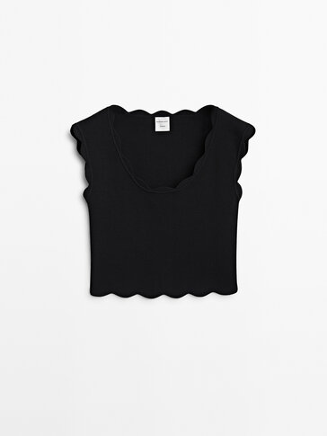 Knit top with wavy details - Studio