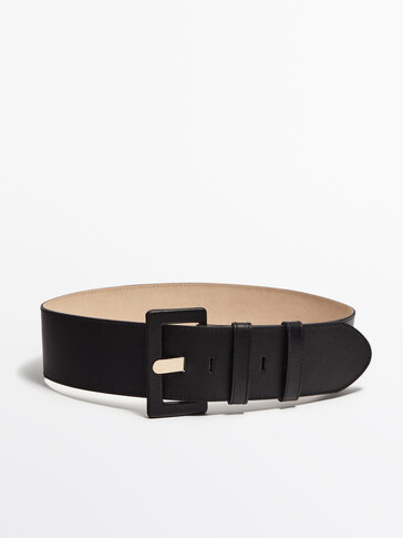Nappa leather belt with a lined buckle - Studio
