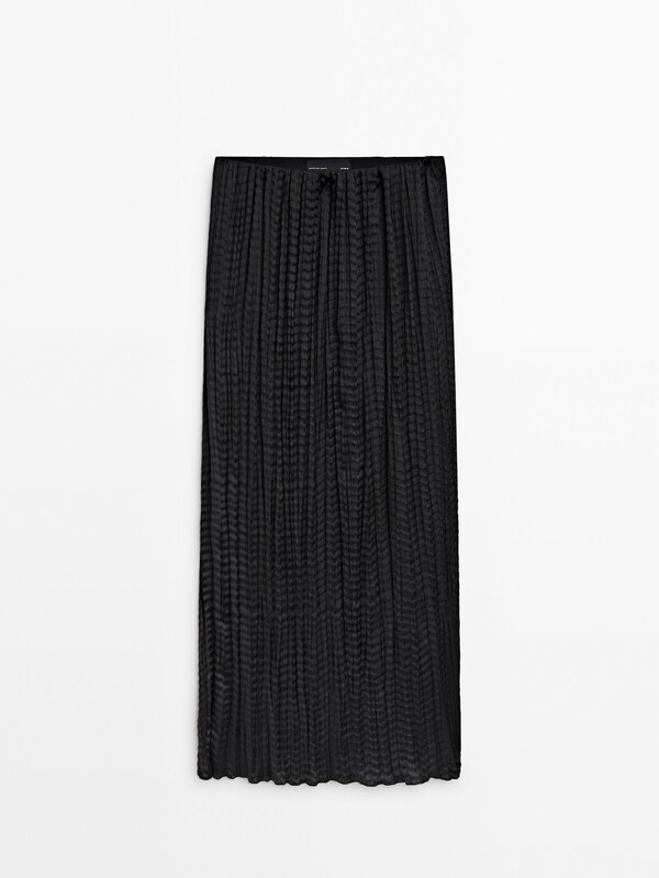 Long pleated skirt with slit - Studio · Black · Smart / Skirts ...