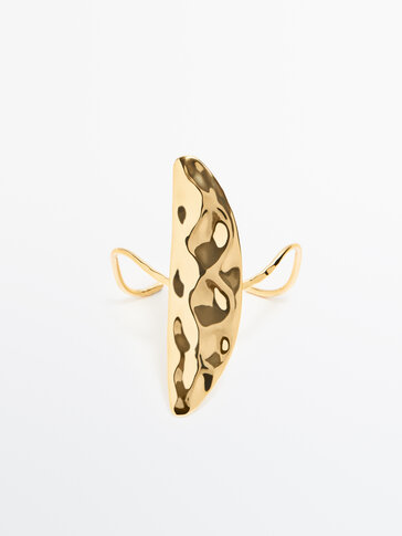 Gold-plated textured piece bracelet - Studio