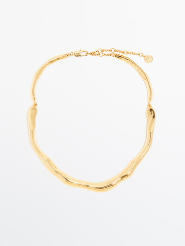 Gold-plated textured chain necklace - Studio