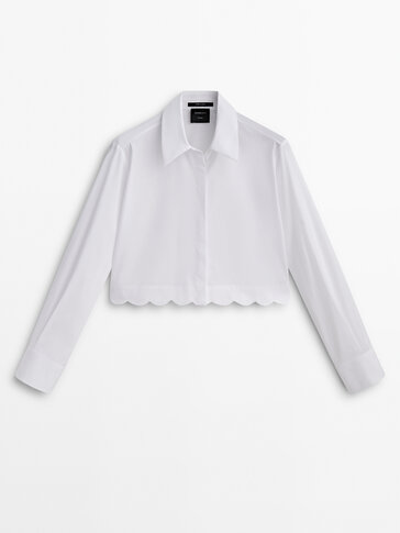 Cropped shirt with wavy detail - Studio · White, Black · Shirts