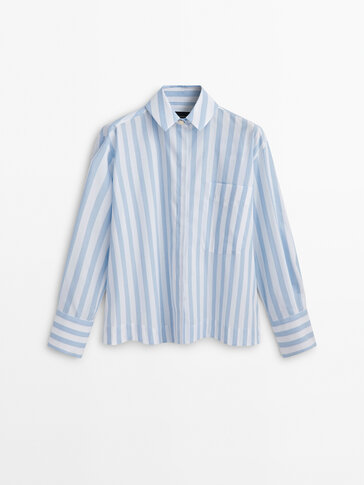 Striped poplin shirt with pocket - Studio