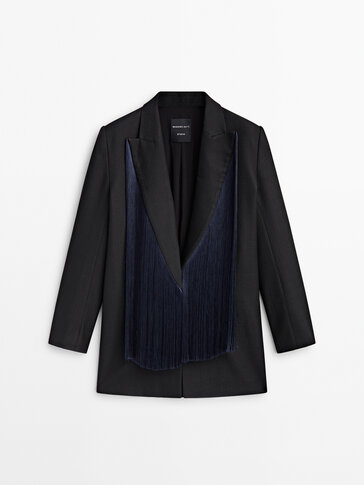 Frock coat blazer with fringe details -Studio