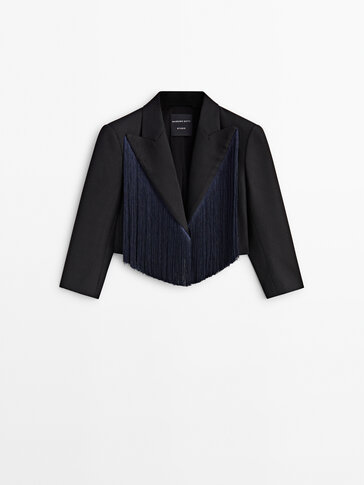 Cropped blazer with fringe detail - Studio