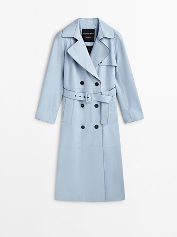 Nappa leather trench-style coat with belt - Studio