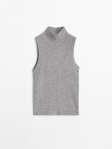 Wool blend ribbed knit top - Studio