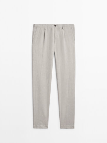 Relaxed fit dyed thread Oxford chino trousers
