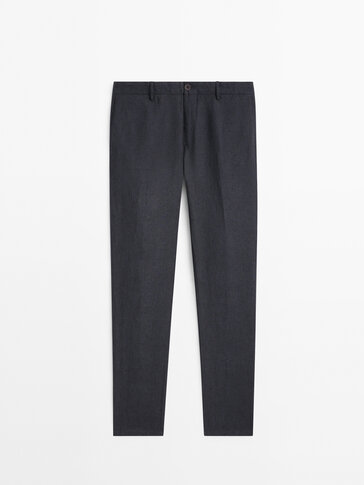 Pantaloni chino 100% lino tapered fit