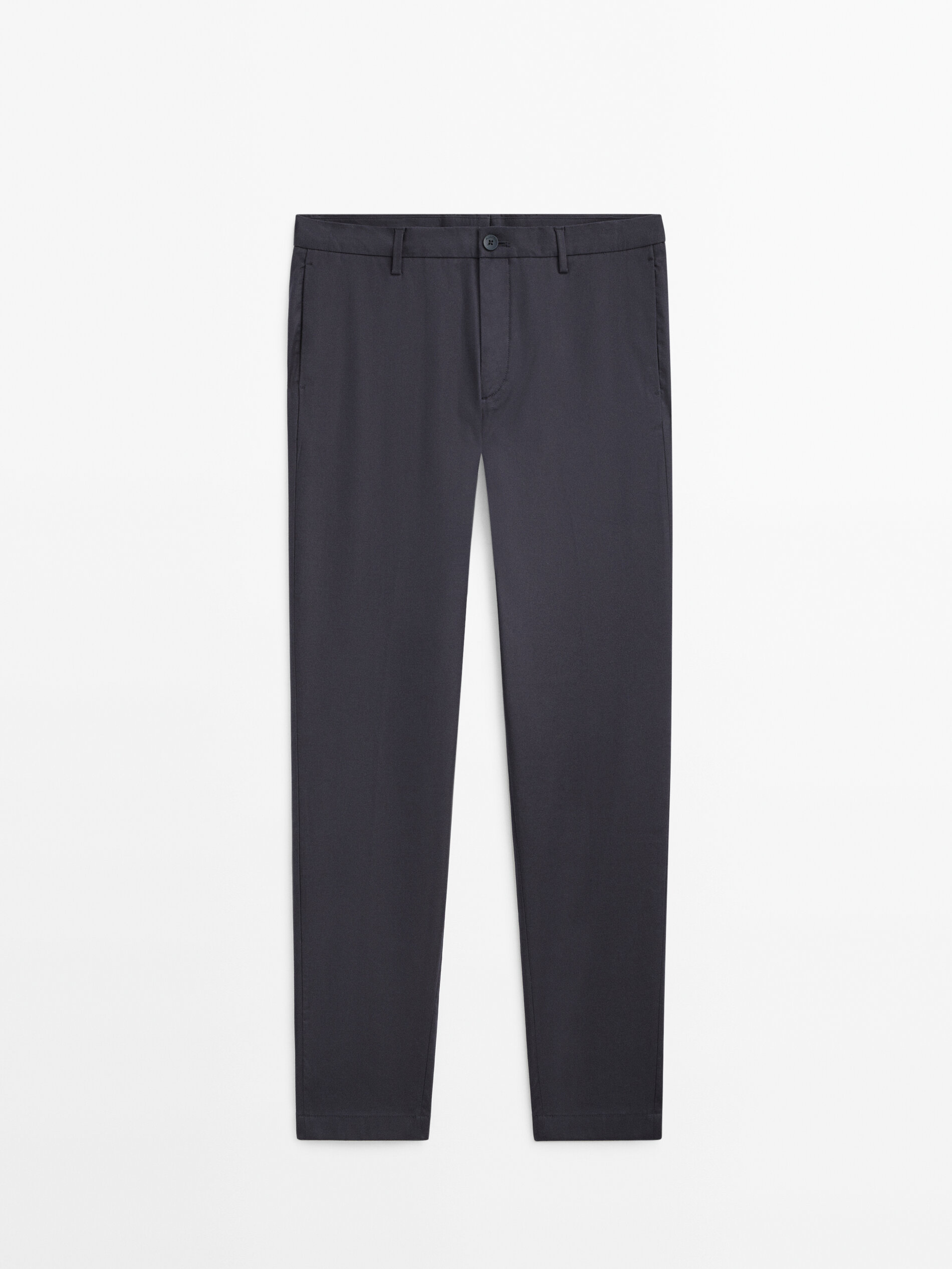 Relaxed fit satin chino trousers · Navy Blue, Beige, Charcoal 