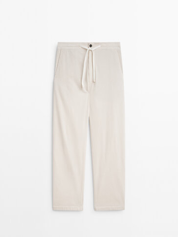 Corduroy chino trousers with drawstrings