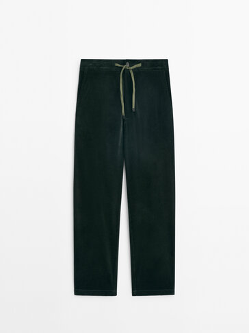 Corduroy chino trousers with drawstrings