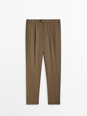 Pantaloni chino in twill con pince relax fit