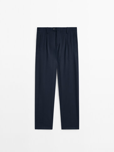 Cotton blend darted chino trousers · Navy Blue, Mink, Grey, Black