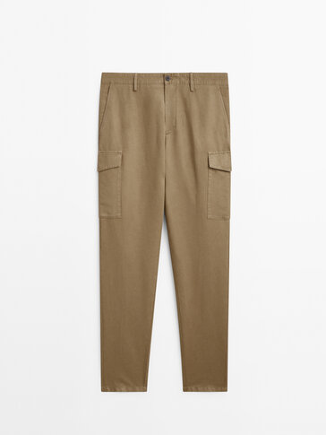 Relaxed fit cargo chino trousers