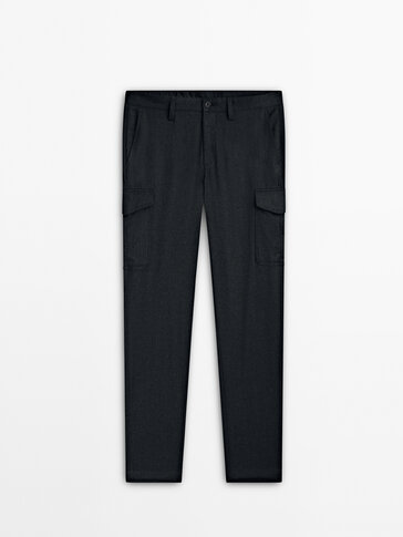 Washable wool blend cargo trousers