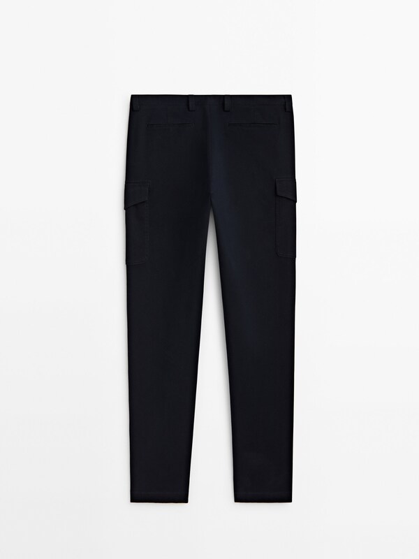Brushed cotton cargo trousers · Navy Blue, Beige · Dressy | Massimo Dutti