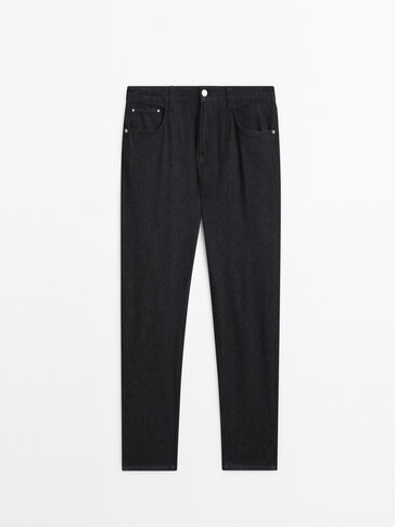 Tapered fit rinse brushed jeans