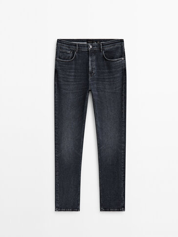 Tapered-fit dirty wash jeans