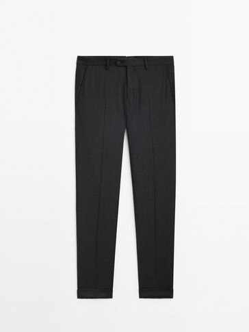 Grey wool suit trousers