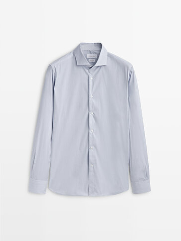Easy-iron slim-fit pinstriped shirt